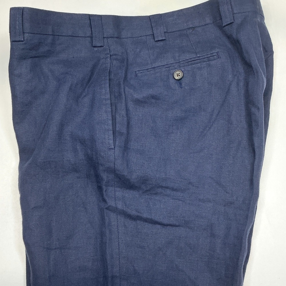 Lauren‎ Ralph Lauren Mens Linen Dress Pants Navy Blue Flat Front Size 36x30 - Picture 3 of 6